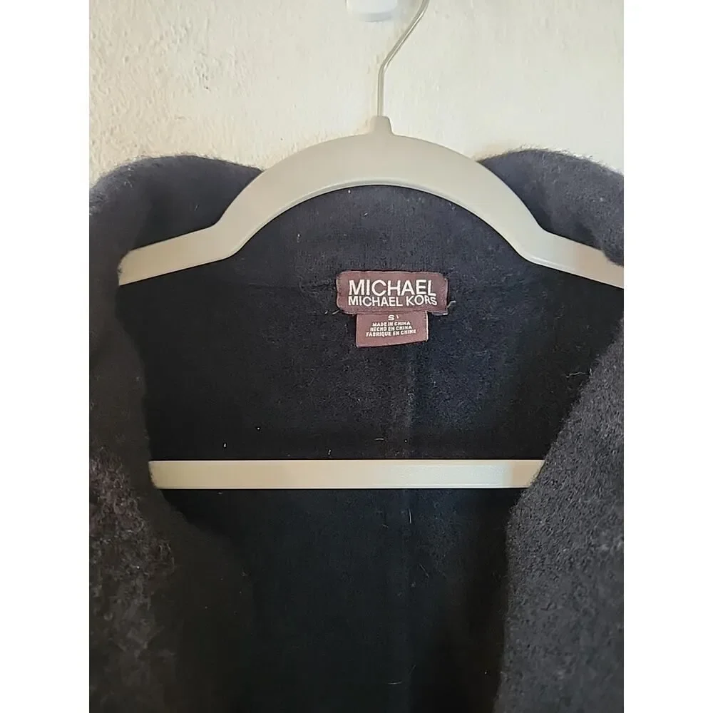 Vtg MICHAEL KORS Blazer Womens Size Small Black 100% Wool Black Y2k 2 Button